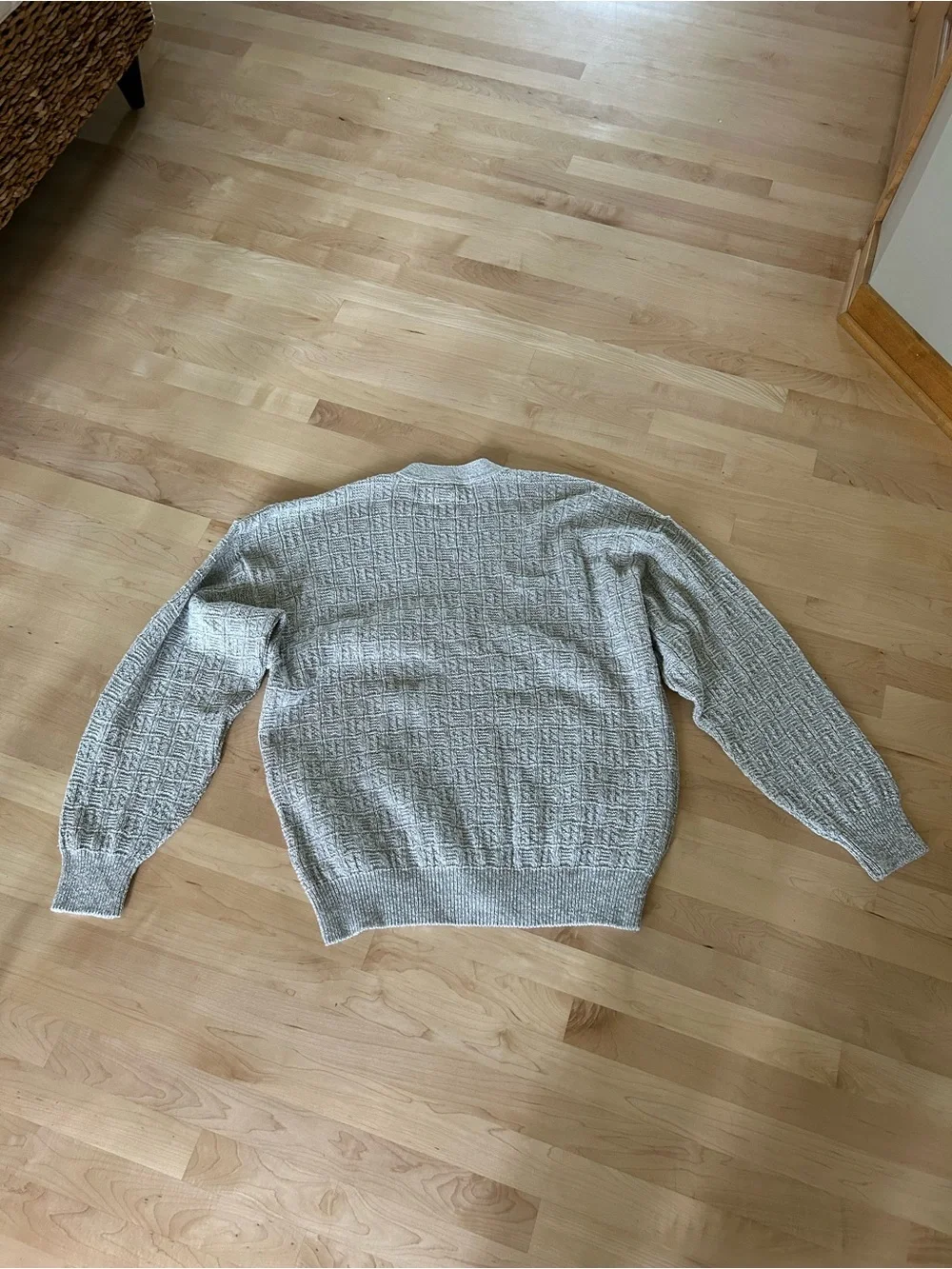 NWOT Vintage 90s Coastal Grandpa Trader Bay Light Gray Knit Cardigan